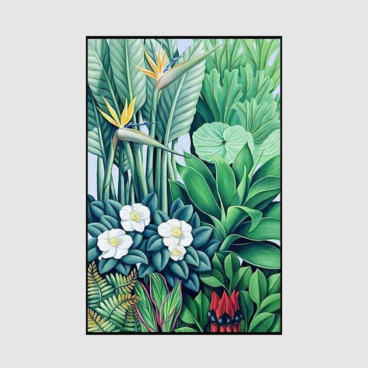 50cmx70cm Tropical plants Black Frame Canvas Wall Art - Magdasmall