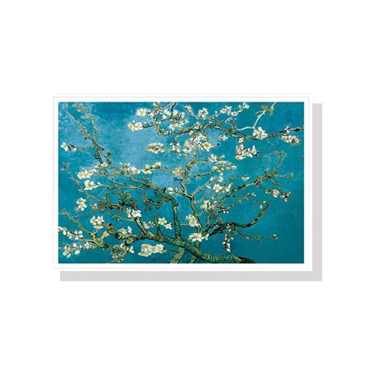 50cmx70cm Van Gogh Almond Blossom White Frame Canvas Wall Art - Magdasmall