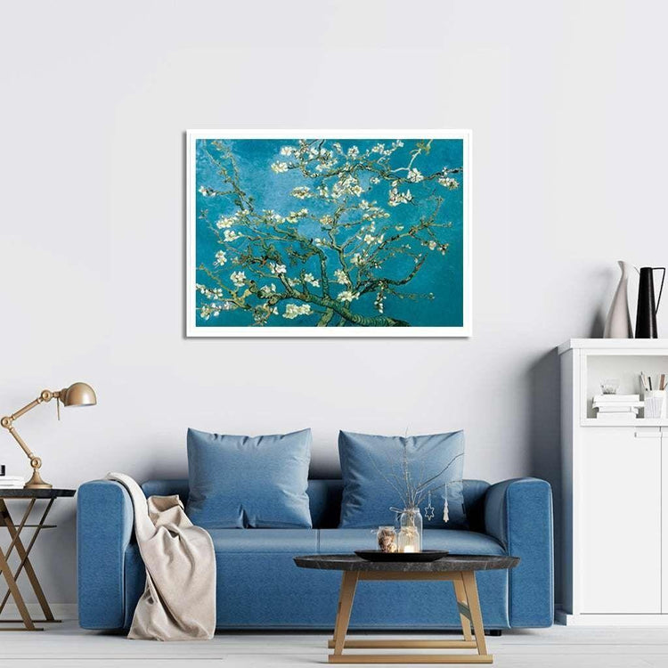 50cmx70cm Van Gogh Almond Blossom White Frame Canvas Wall Art - Magdasmall