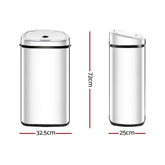 50L Stainless Steel Motion Sensor Rubbish Bin - Magdasmall