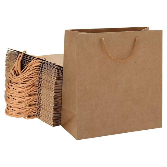 50pcs Bulk Kraft Paper Bags Pack Brown Shopping Retail Gift Bags Reusable Brown - Magdasmall