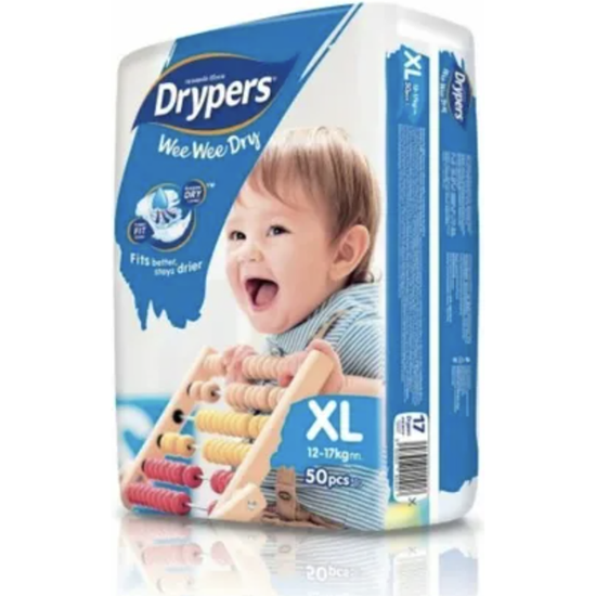 50pk Drypers Wee Wee Dry Disposable Diapers Nappies Nappy - XL 12-17kg