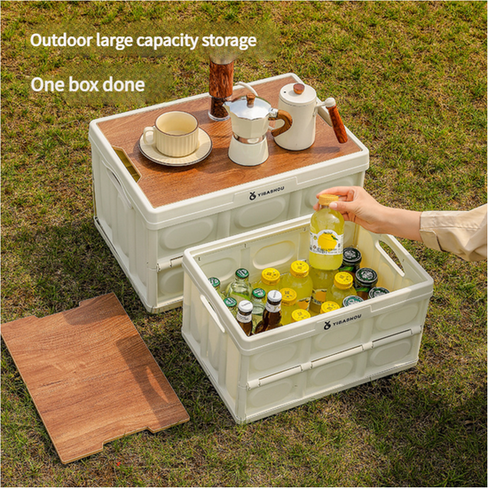 54*36*29 cm Collapsible Black Outdoor Storage Box | Large Capacity, Foldable to 7cm, Durable Design - Magdasmall