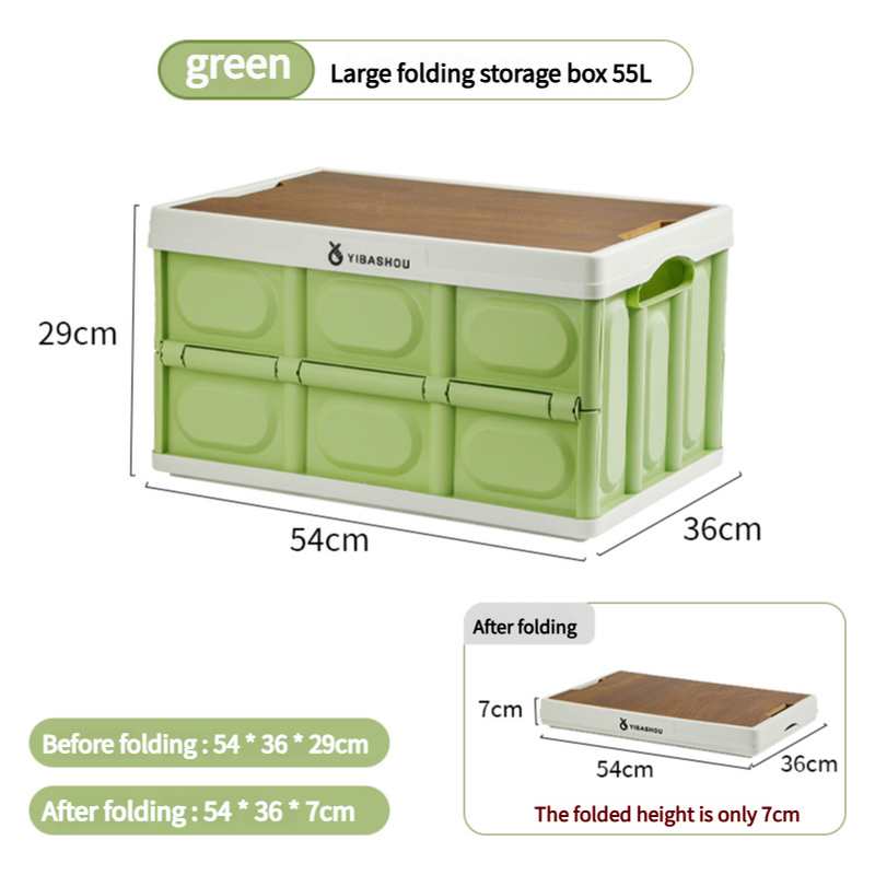54*36*29 cm Collapsible Green Outdoor Storage Box | Large Capacity, Foldable to 7cm, Durable Design - Magdasmall