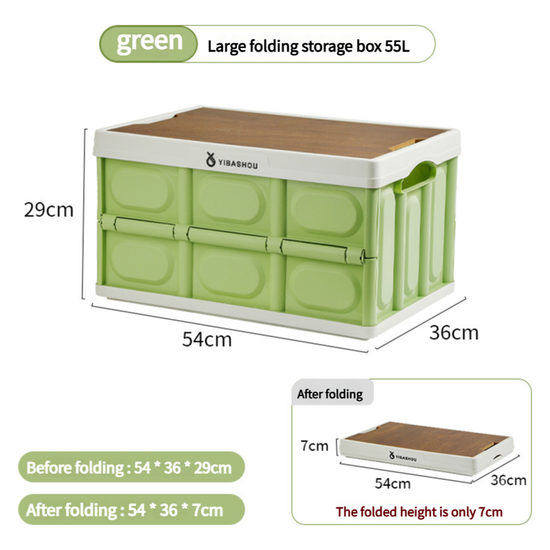 54*36*29 cm Collapsible Green Outdoor Storage Box | Large Capacity, Foldable to 7cm, Durable Design - Magdasmall