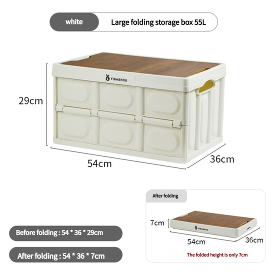 54 x 36 x 29 cm Collapsible White Outdoor Storage Box | Large Capacity, Foldable to 7 cm, Durable Design - Magdasmall
