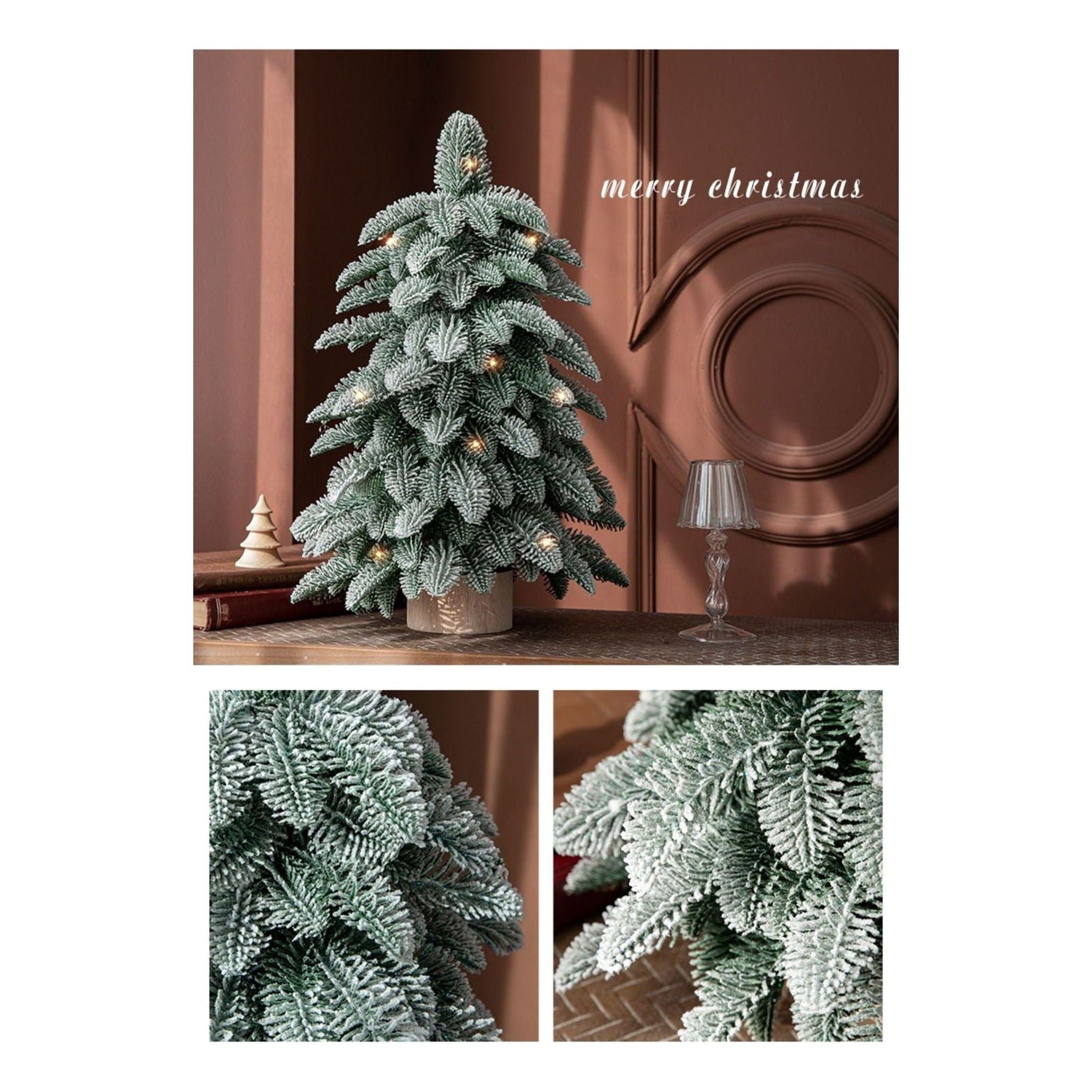 55cm Frosted Mini Christmas Tree – Snow-Covered Indoor Holiday Decoration - Magdasmall