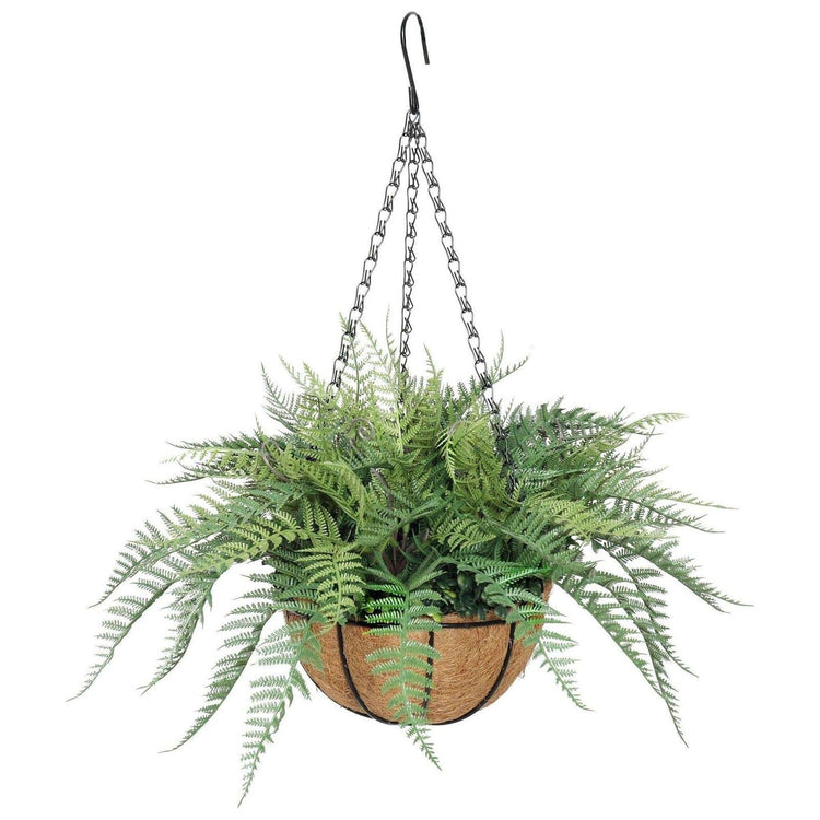 55cm UV Potted Fern Artificial Hanging Basket (Indoor / Outdoor) - Magdasmall