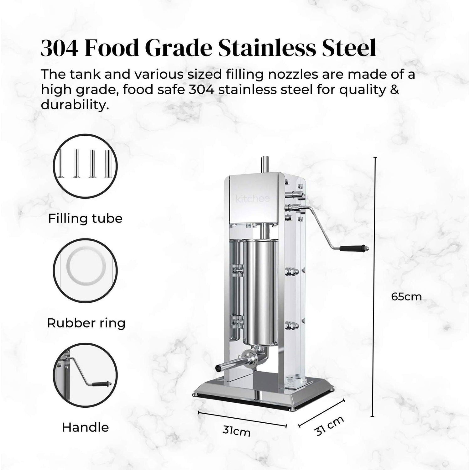 5L Manual Vertical Sausage Filler - Stainless Stuffer Meat Press Machine - Magdasmall