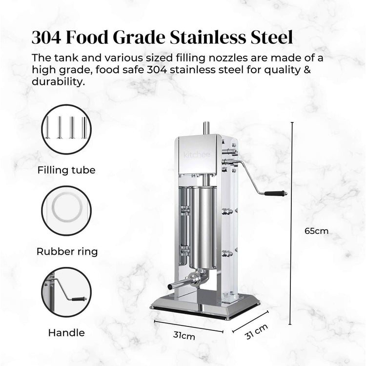 5L Manual Vertical Sausage Filler - Stainless Stuffer Meat Press Machine - Magdasmall