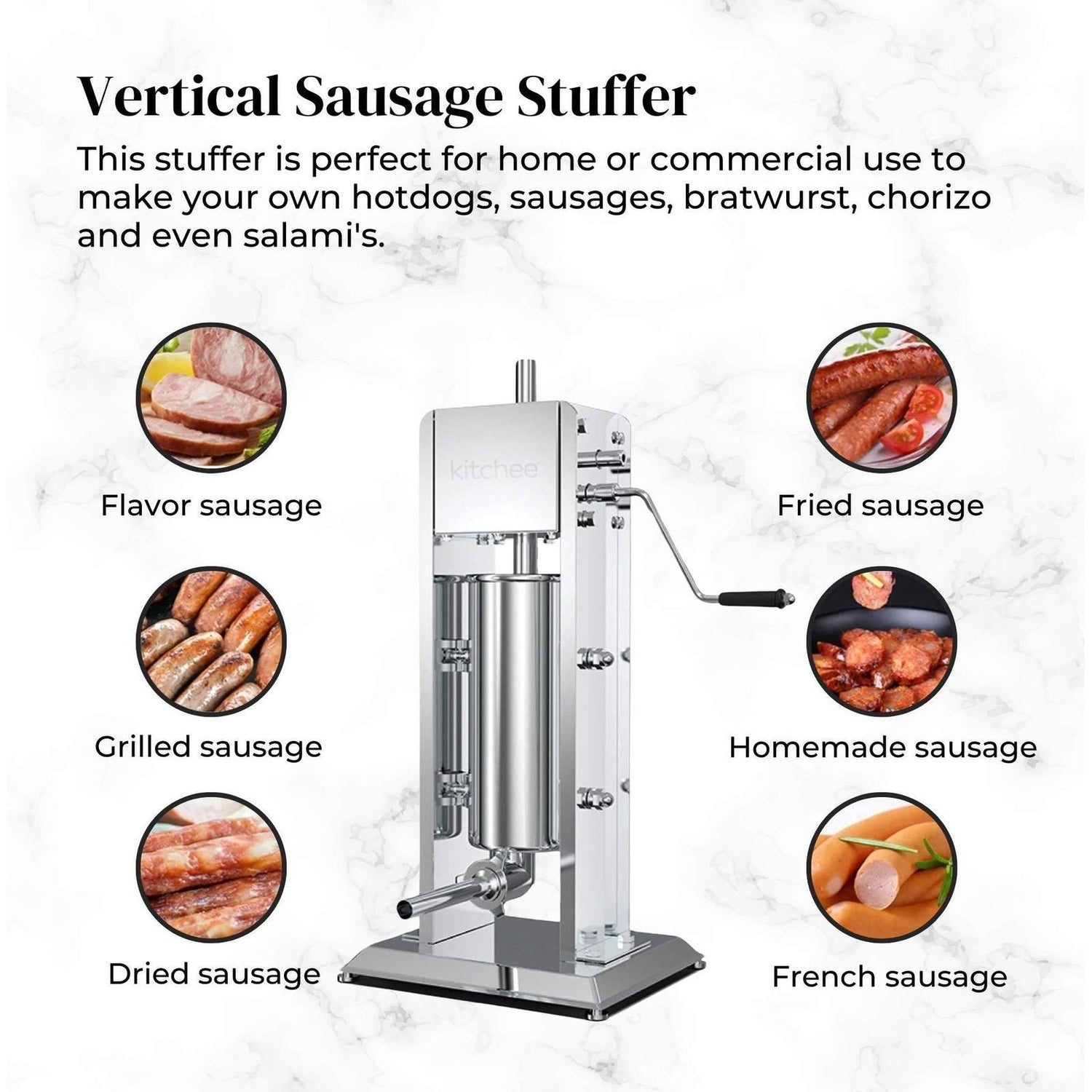 5L Manual Vertical Sausage Filler - Stainless Stuffer Meat Press Machine - Magdasmall