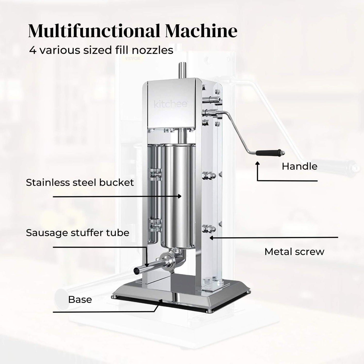 5L Manual Vertical Sausage Filler - Stainless Stuffer Meat Press Machine - Magdasmall