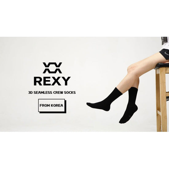 5X Rexy 3D Seamless Crew Socks Large Slim Breathable BLACK - Magdasmall