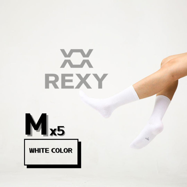 5X Rexy 3D Seamless Crew Socks Medium Slim Breathable WHITE - Magdasmall