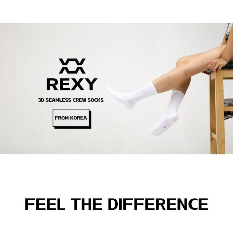 5X Rexy 3D Seamless Crew Socks Medium Slim Breathable WHITE - Magdasmall