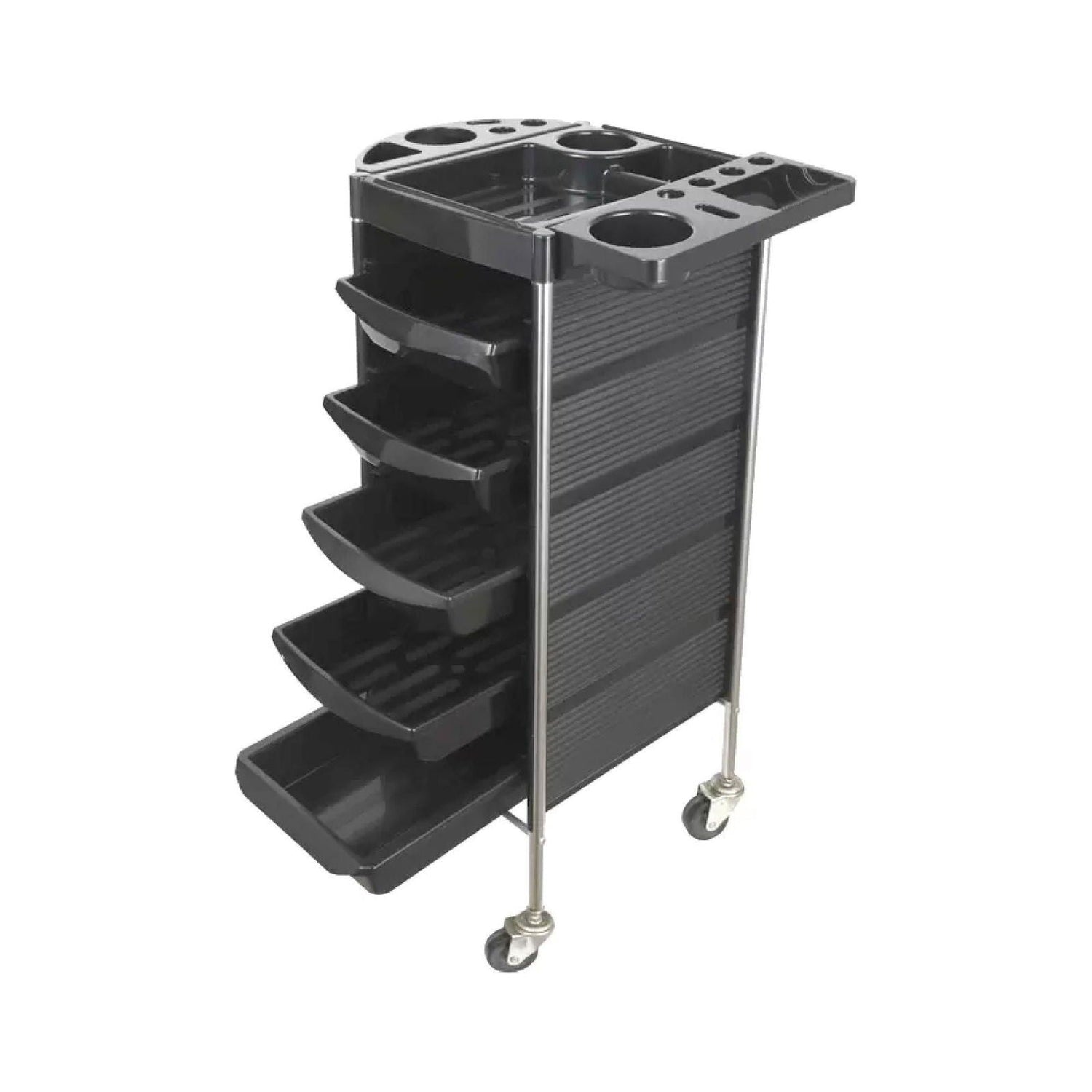 5 Drawer Hairdressing Trolley Black 90x30x36cm Hair Salon Beauty Rolling Cart - Magdasmall