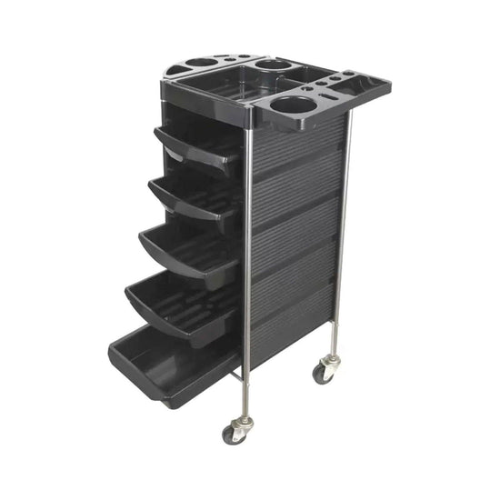5 Drawer Hairdressing Trolley Black 90x30x36cm Hair Salon Beauty Rolling Cart - Magdasmall