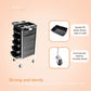5 Drawer Hairdressing Trolley Black 90x30x36cm Hair Salon Beauty Rolling Cart - Magdasmall