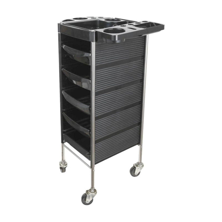 5 Drawer Hairdressing Trolley Black 90x30x36cm Hair Salon Beauty Rolling Cart - Magdasmall