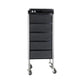 5 Drawer Hairdressing Trolley Black 90x30x36cm Hair Salon Beauty Rolling Cart - Magdasmall