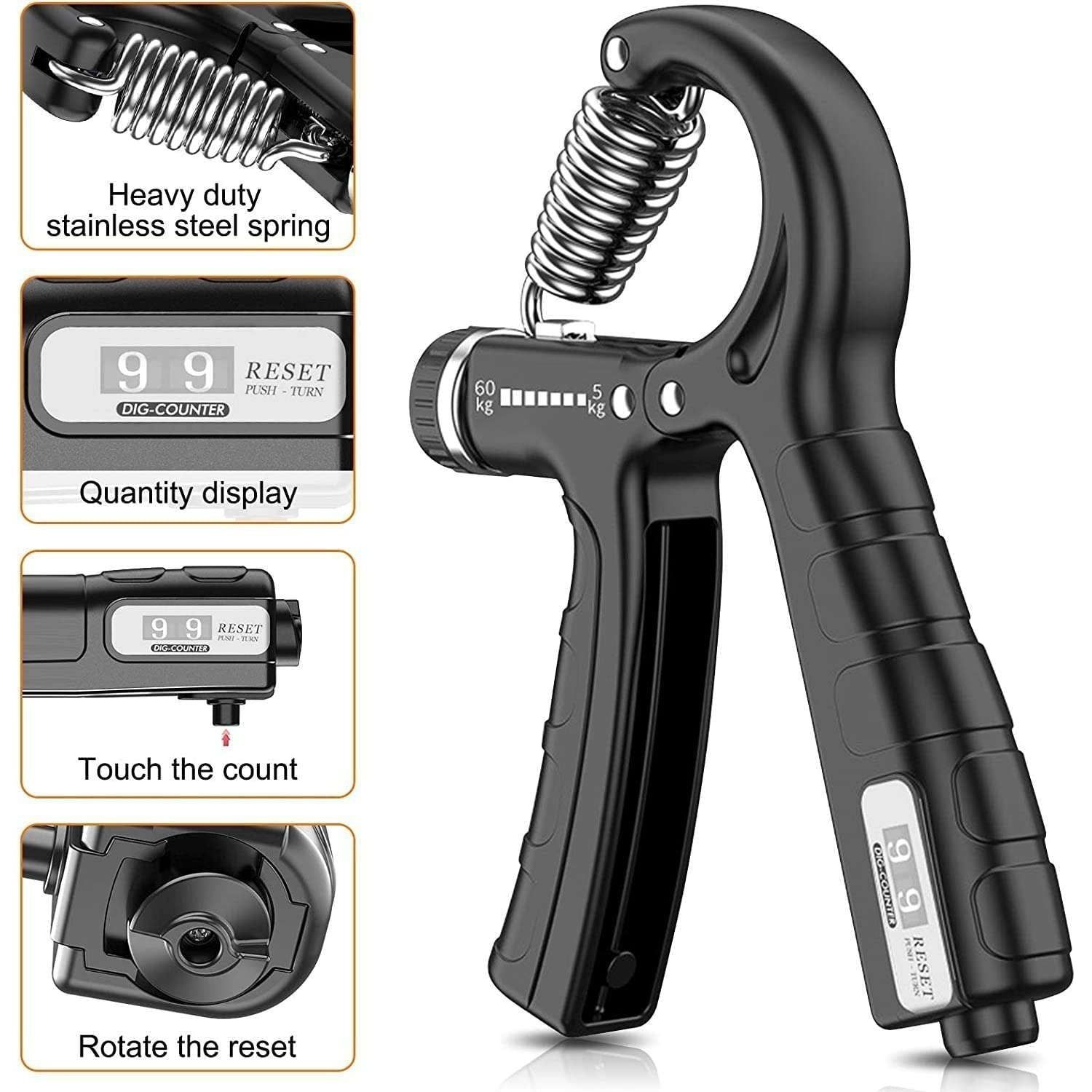 5 Pack Adjustable Resistance Hand Gripper Exerciser Workout Kit - Magdasmall