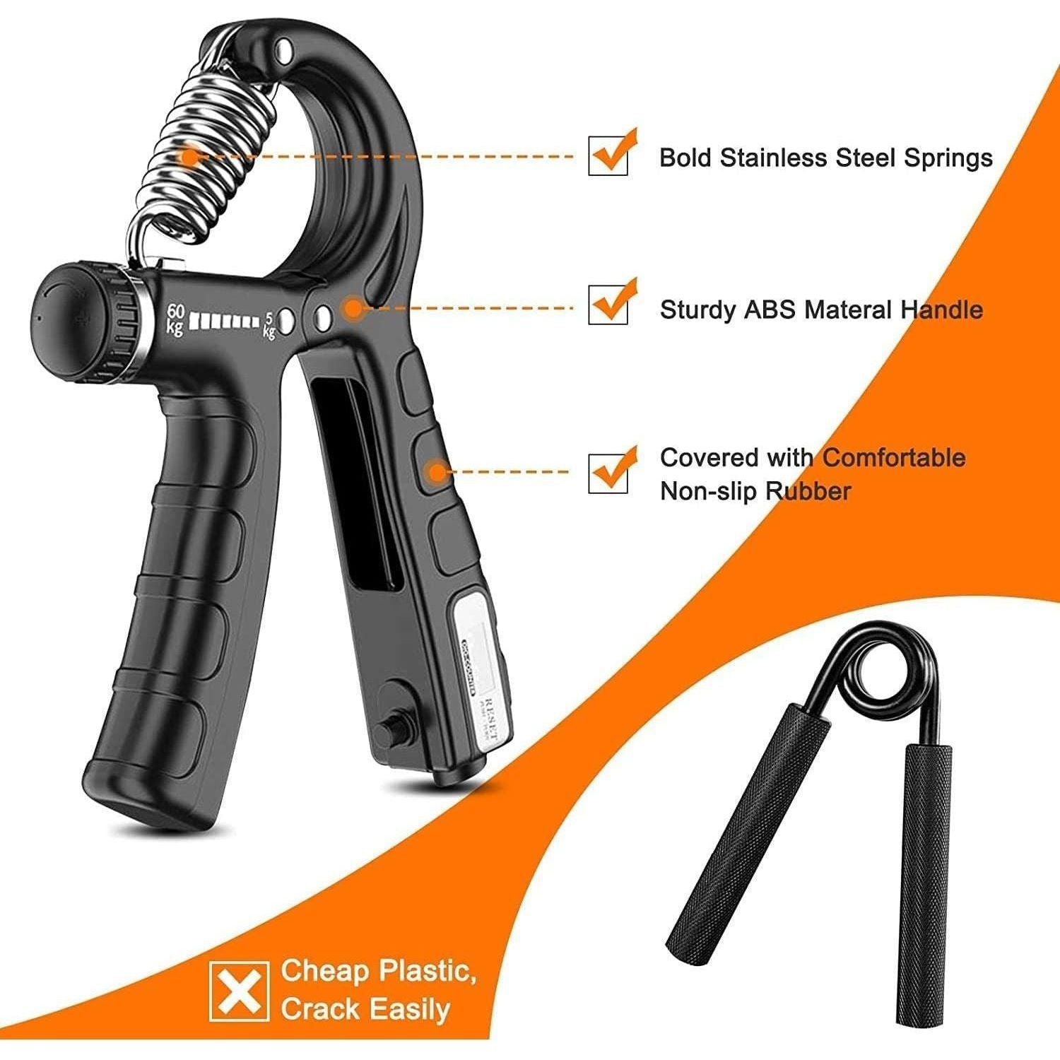 5 Pack Adjustable Resistance Hand Gripper Exerciser Workout Kit - Magdasmall
