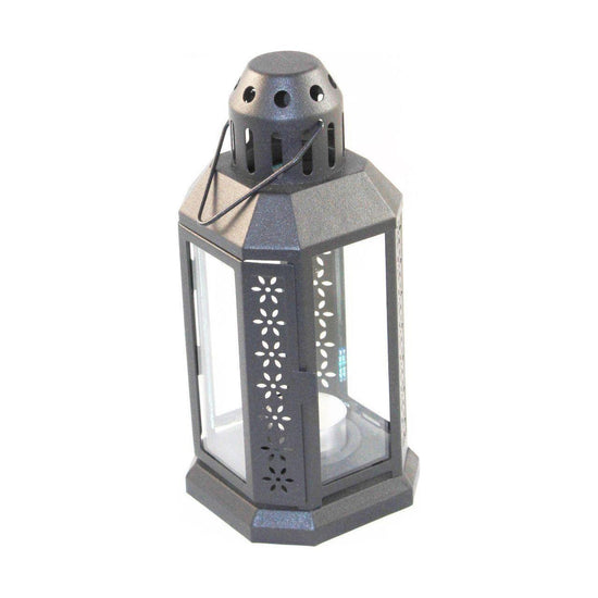 5 Pack of Dark Grey Metal Miners Lantern Summer Wedding Home Party Room Balconey Deck Decoration 21cm Tealight Candle - Magdasmall