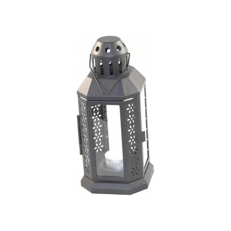 5 Pack of Dark Grey Metal Miners Lantern Summer Wedding Home Party Room Balconey Deck Decoration 21cm Tealight Candle - Magdasmall