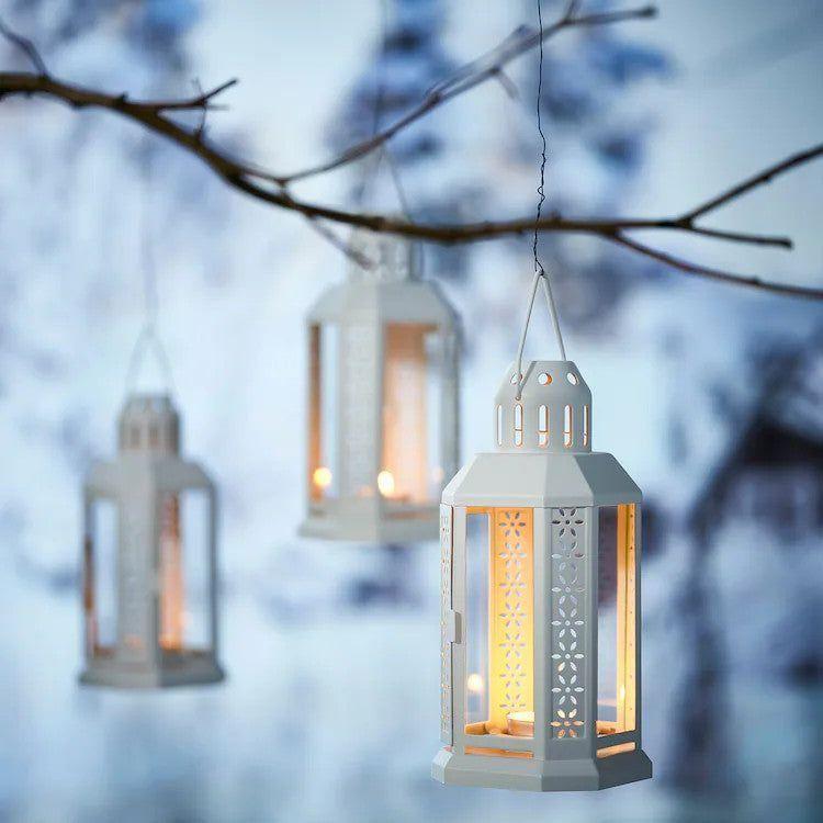 5 Pack of White Metal Miners Lantern Summer Wedding Home Party Room Balconey Deck Decoration 21cm Tealight Candle - Magdasmall