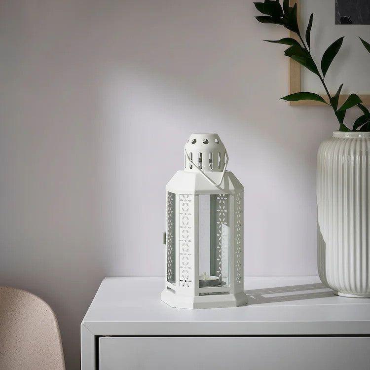 5 Pack of White Metal Miners Lantern Summer Wedding Home Party Room Balconey Deck Decoration 21cm Tealight Candle - Magdasmall
