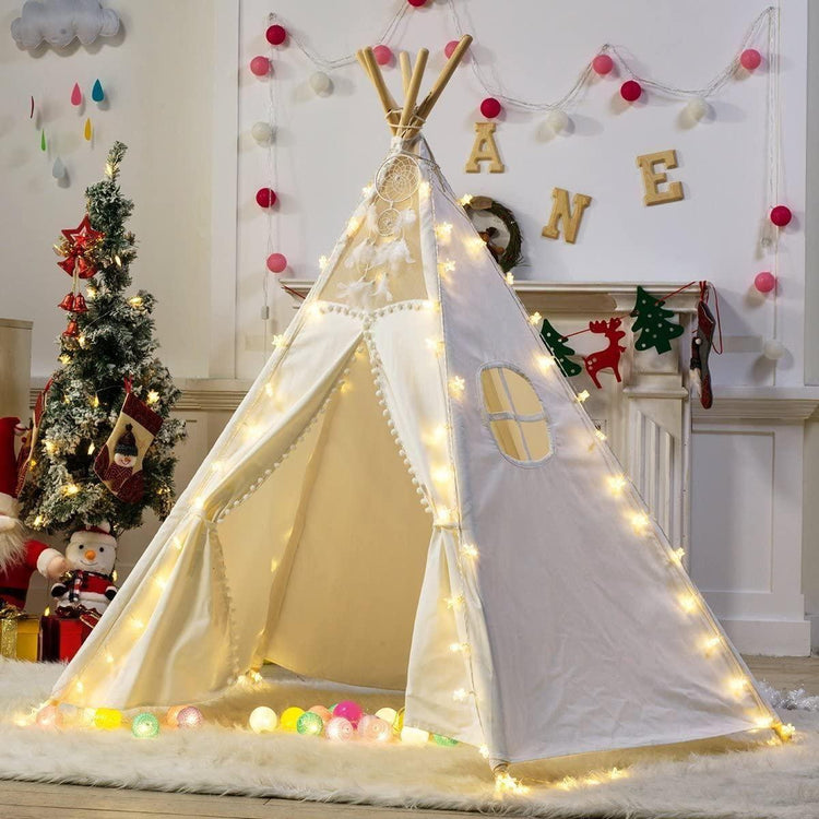 5 Poles Giant Kids Teepee Tent (Natural Canvas) - Magdasmall