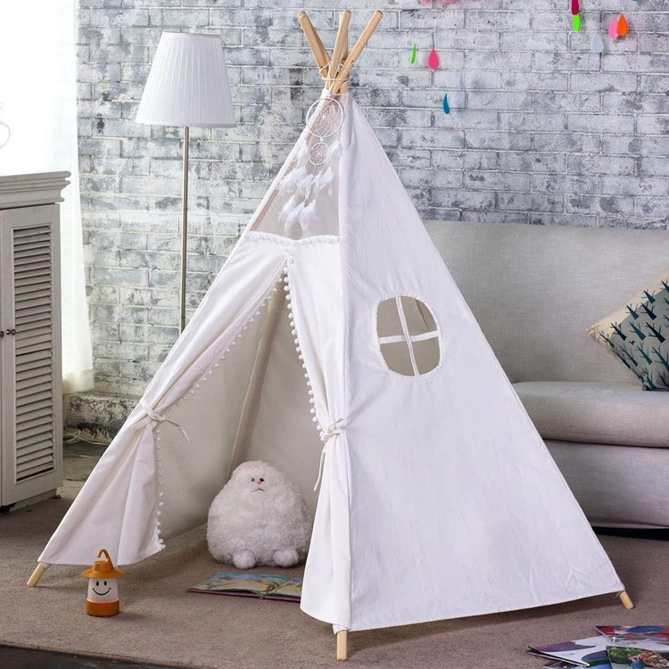 5 Poles Giant Kids Teepee Tent (Natural Canvas) - Magdasmall