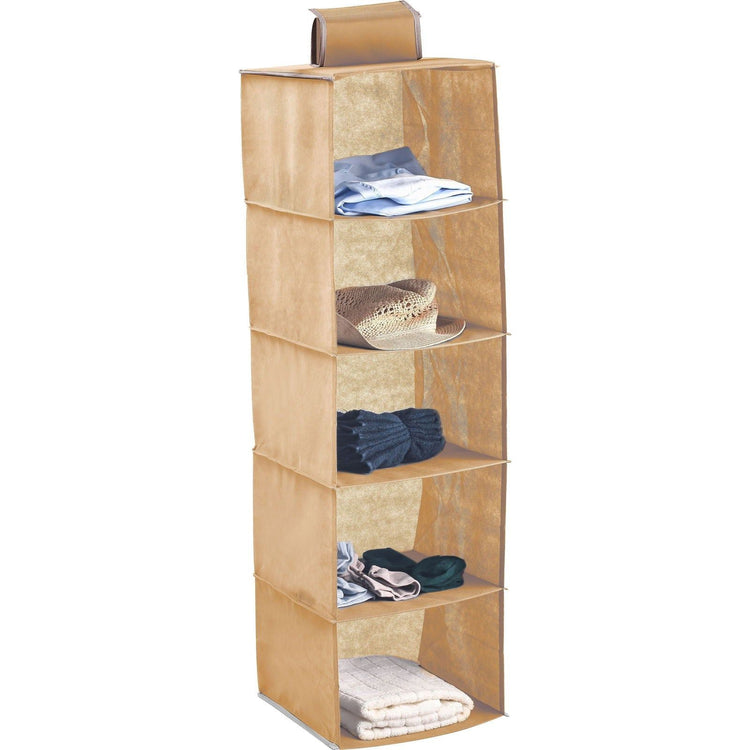 5 Tier Shelf Hanging Closet Organizer and Storage for Clothes (Beige) - Magdasmall