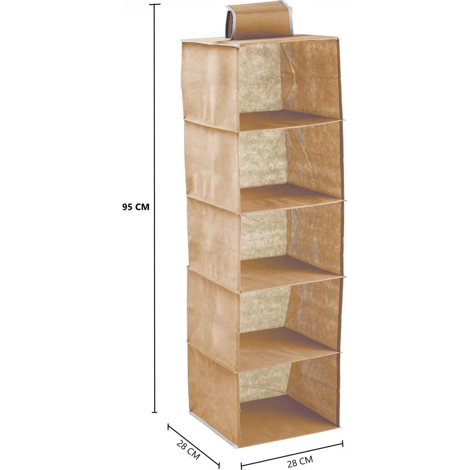 5 Tier Shelf Hanging Closet Organizer and Storage for Clothes (Beige) - Magdasmall