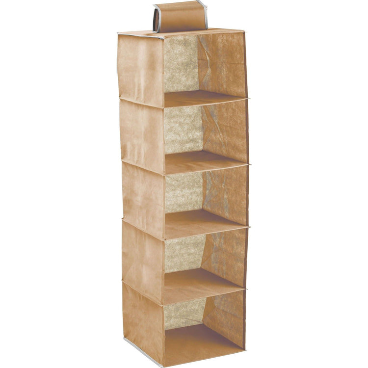 5 Tier Shelf Hanging Closet Organizer and Storage for Clothes (Beige) - Magdasmall