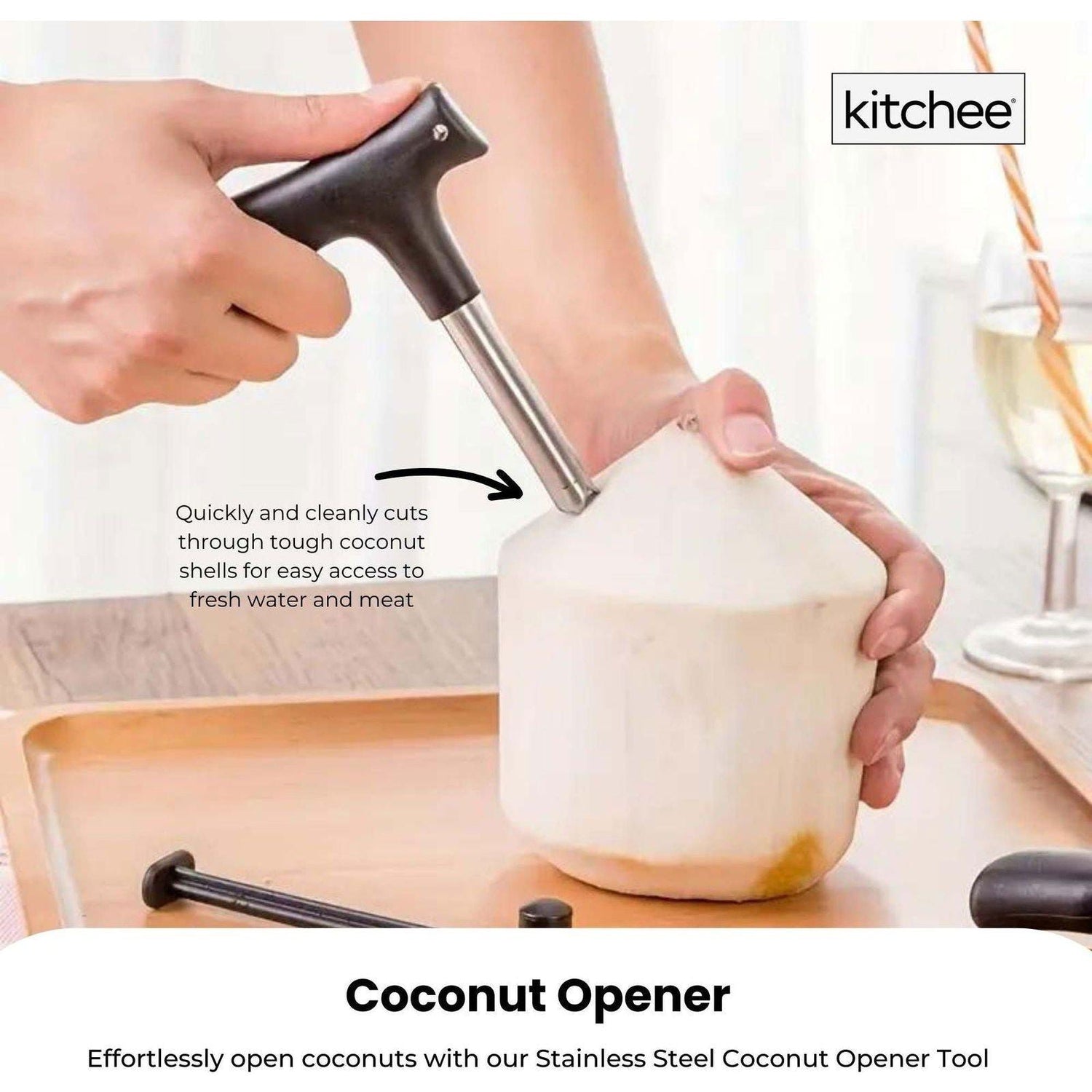 5x Kitchee Coconut Opener - Stainless Steel Hole Punch Kitchen Tool - Magdasmall