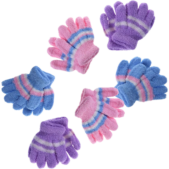 6 Pair Baby Gloves Warm Winter Full Finger Thermal Coral Fleece Kids