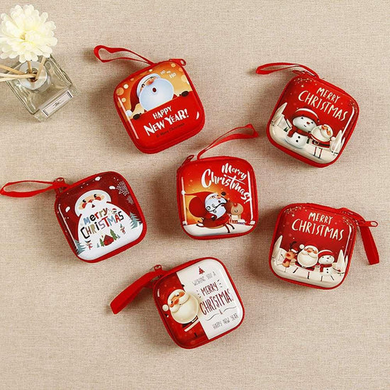 6 Pcs Set Small Gift Cute Cartoon Bags Packaging Box Christmas Coin Purse