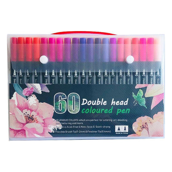60-Color Dual-Head Brush and Fine Tip Marker Set - Vibrant Colors for Art and Craft Projects - Magdasmall