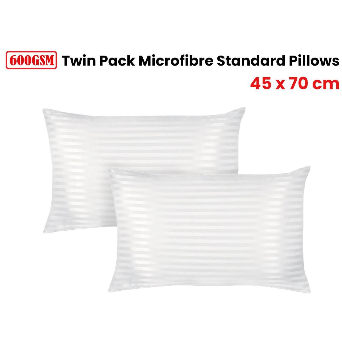 600GSM Twin Pack Microfibre Standard Pillows 45 x 70 cm - Magdasmall