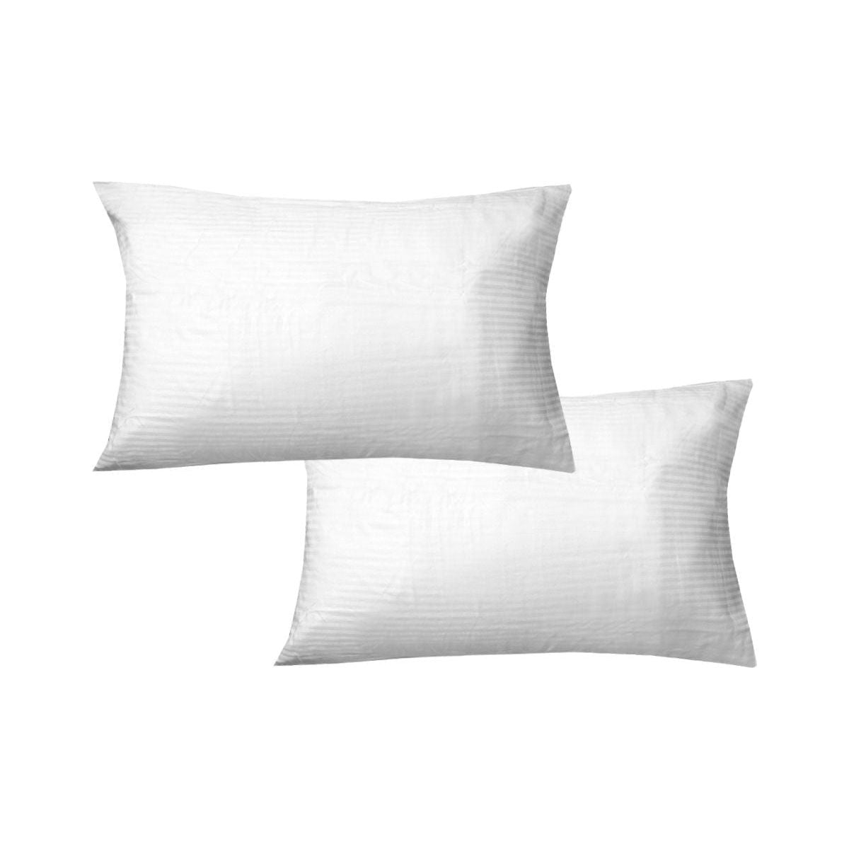 600TC Pair of Narrow Self Striped Standard Pillowcases White - Magdasmall