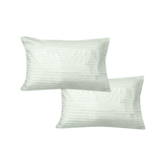 600TC Pair of Wide Self Striped Standard Pillowcases Tea - Magdasmall