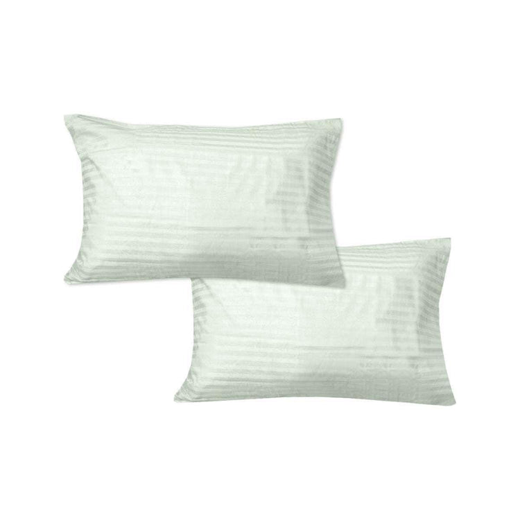 600TC Pair of Wide Self Striped Standard Pillowcases Tea - Magdasmall