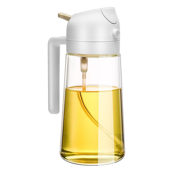 600ml 2 in 1 Glass Oil Sprayer Dispenser Kitchen Sprayz Cooking Baking Oil Bottle BBQ Spray White - Magdasmall