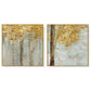 60cmx60cm Golden Leaves 2 Sets Gold Frame Canvas Wall Art - Magdasmall