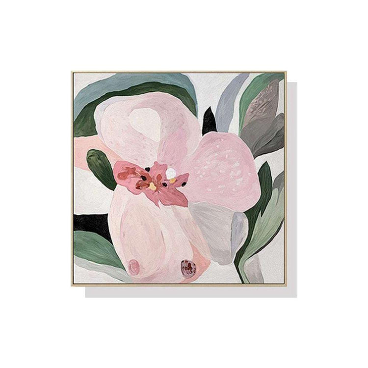60cmx60cm Floral Hand Painting Style Wood Frame Canvas Wall Art - Magdasmall