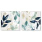 60cmx60cm Watercolour style leaves 2 Sets White Frame Canvas Wall Art - Magdasmall