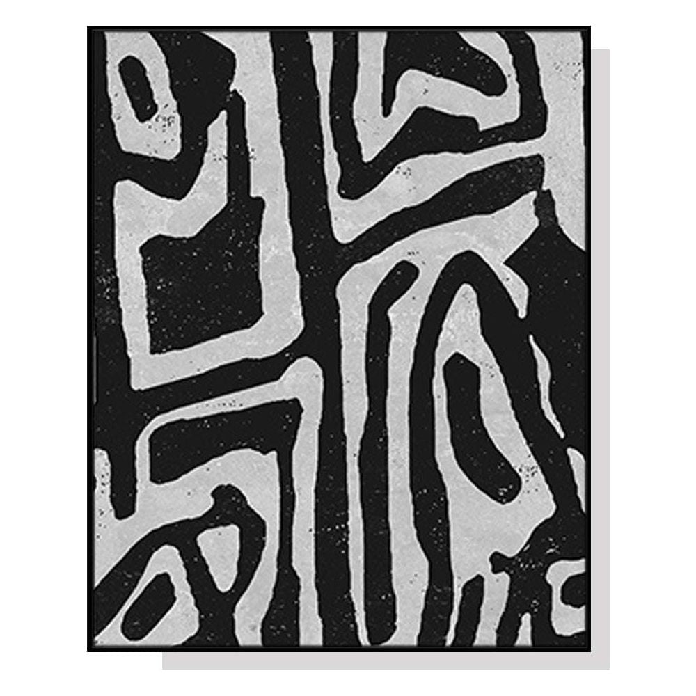 60cmx90cm Abstract Black Artwork Black Frame Canvas Wall Art