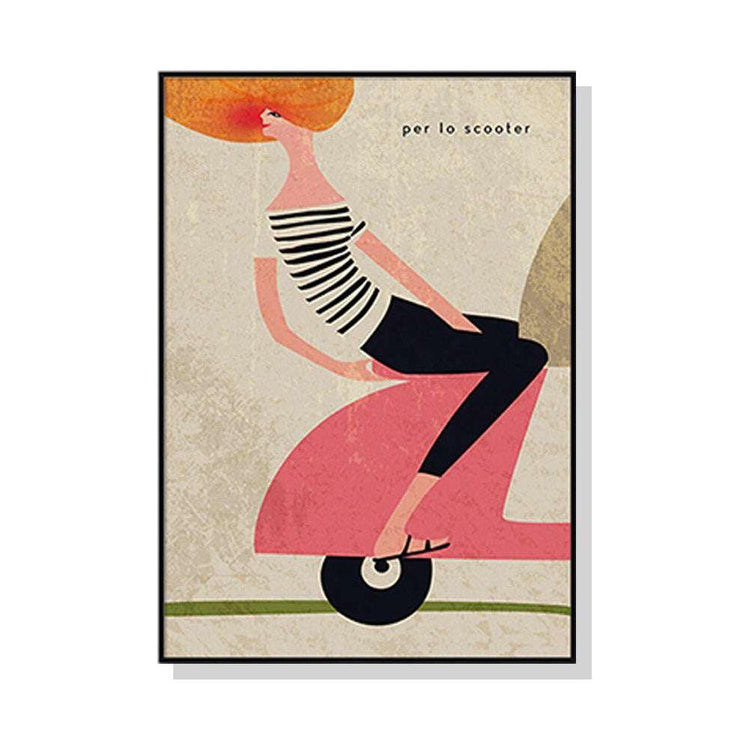 60cmx90cm Scooter Black Frame Canvas Wall Art - Magdasmall