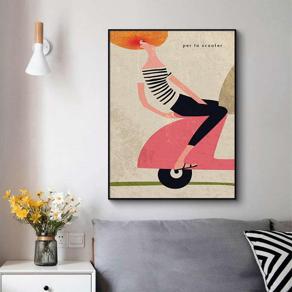 60cmx90cm Scooter Black Frame Canvas Wall Art - Magdasmall